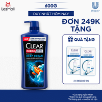 Dầu Gội Đầu CLEAR MEN Perfume Deep Ocean Đánh Bay Gàu Ngứa Và Lưu Hương Nước Hoa Đẳng Cấp 600G