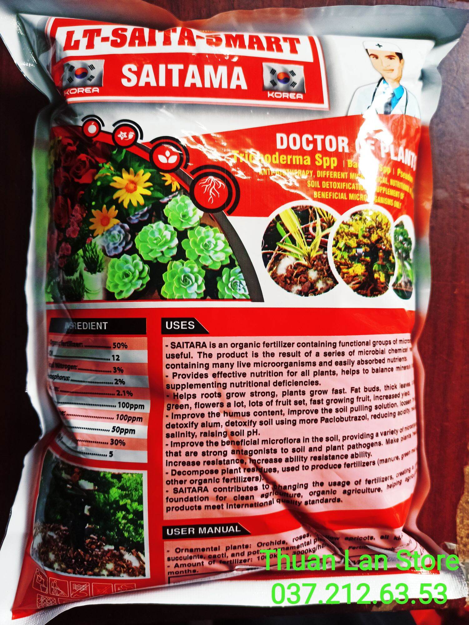 Saitama - phân bón hữu cơ vi sinh - bác sĩ cây trồng gói 1kg