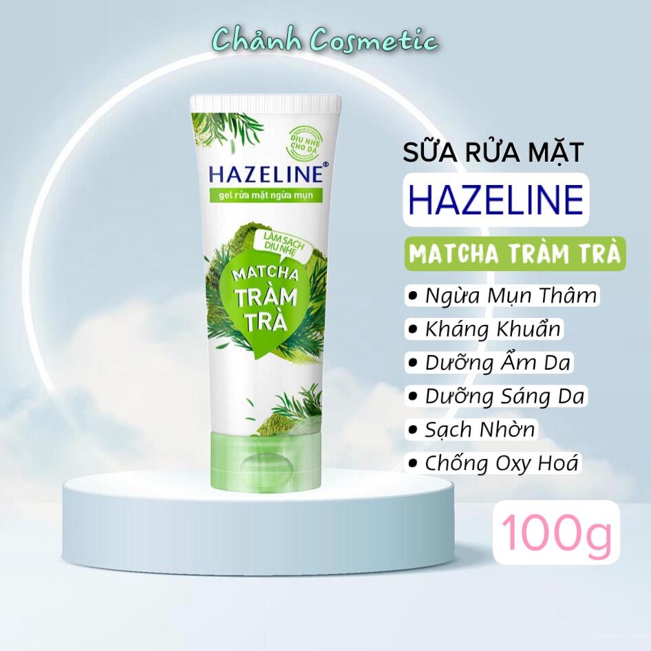 Sữa Rửa Mặt Ngừa Mụn Dưỡng Trắng Hazeline Nghệ Kiwi, Nghệ Hoa Cúc, Matcha Tràm Trà, Yến Mạch Dâu Tằm 100g