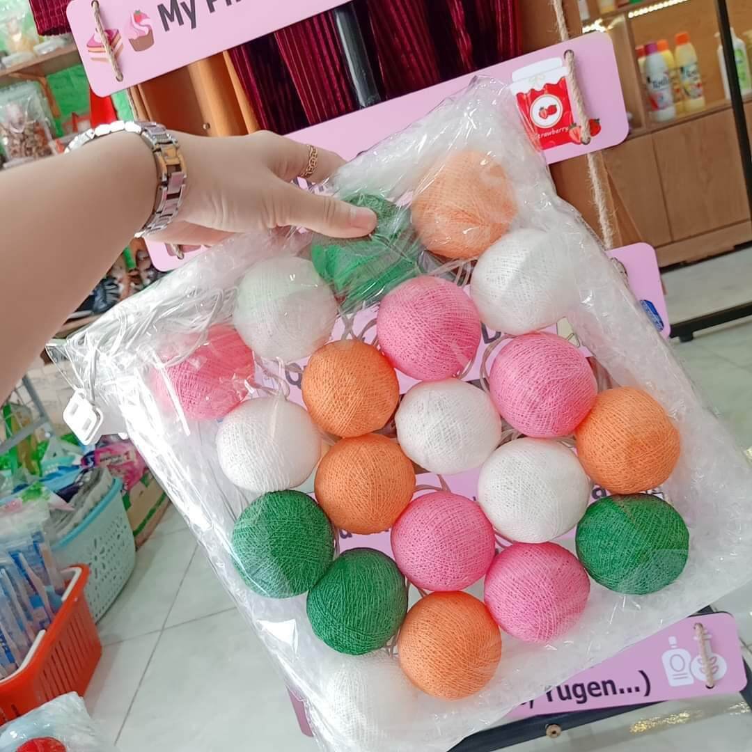 ĐÈN MÂY COTTON THÁI LAN - DÂY 20 BÓNG