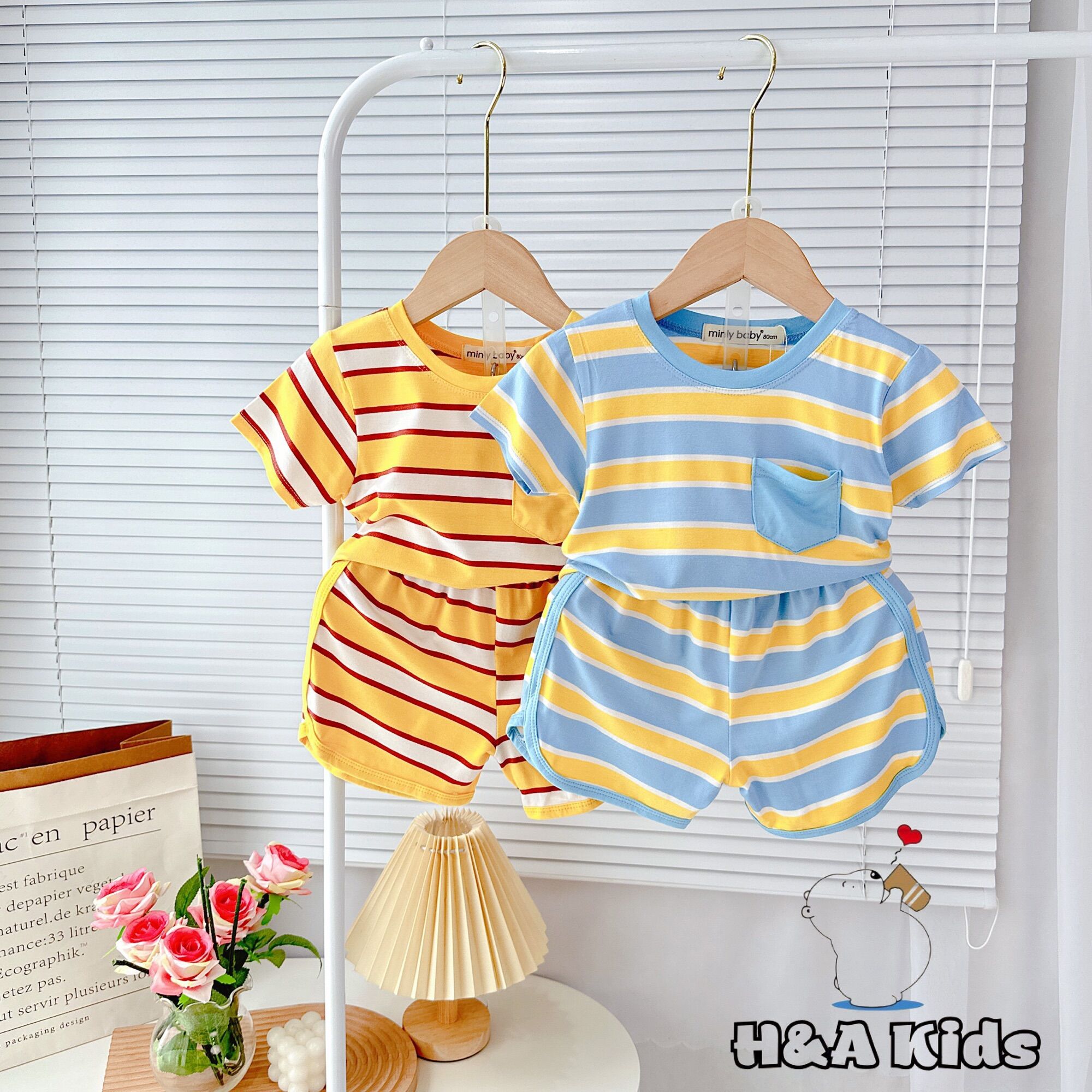 Bộ cộc tay sọc cho bé trai và gái