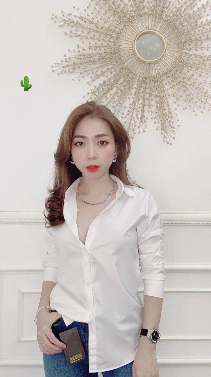 Áo sơ mi cổ bẻ tay dài.áo sơ mi trắng công sở form 52kg