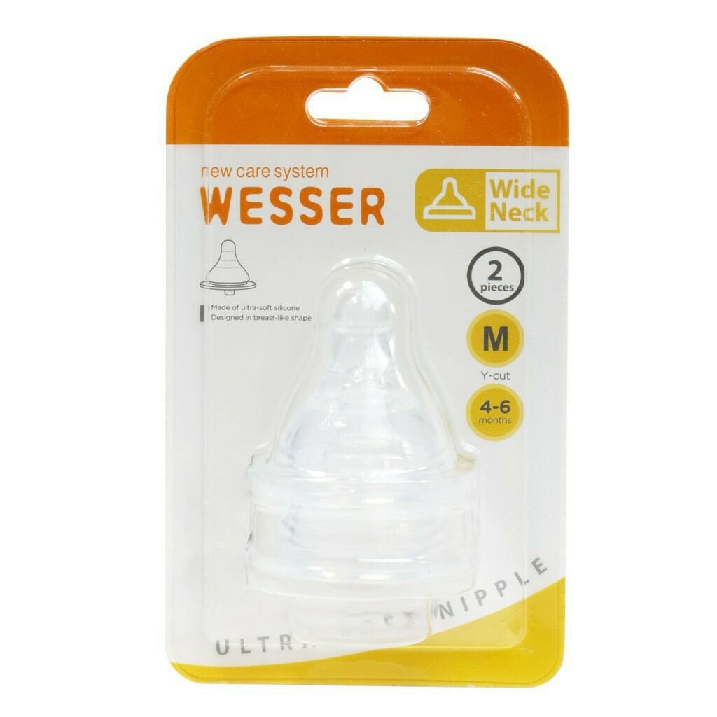 Vỉ 2 núm thay bình sữa cổ rộng Wesser