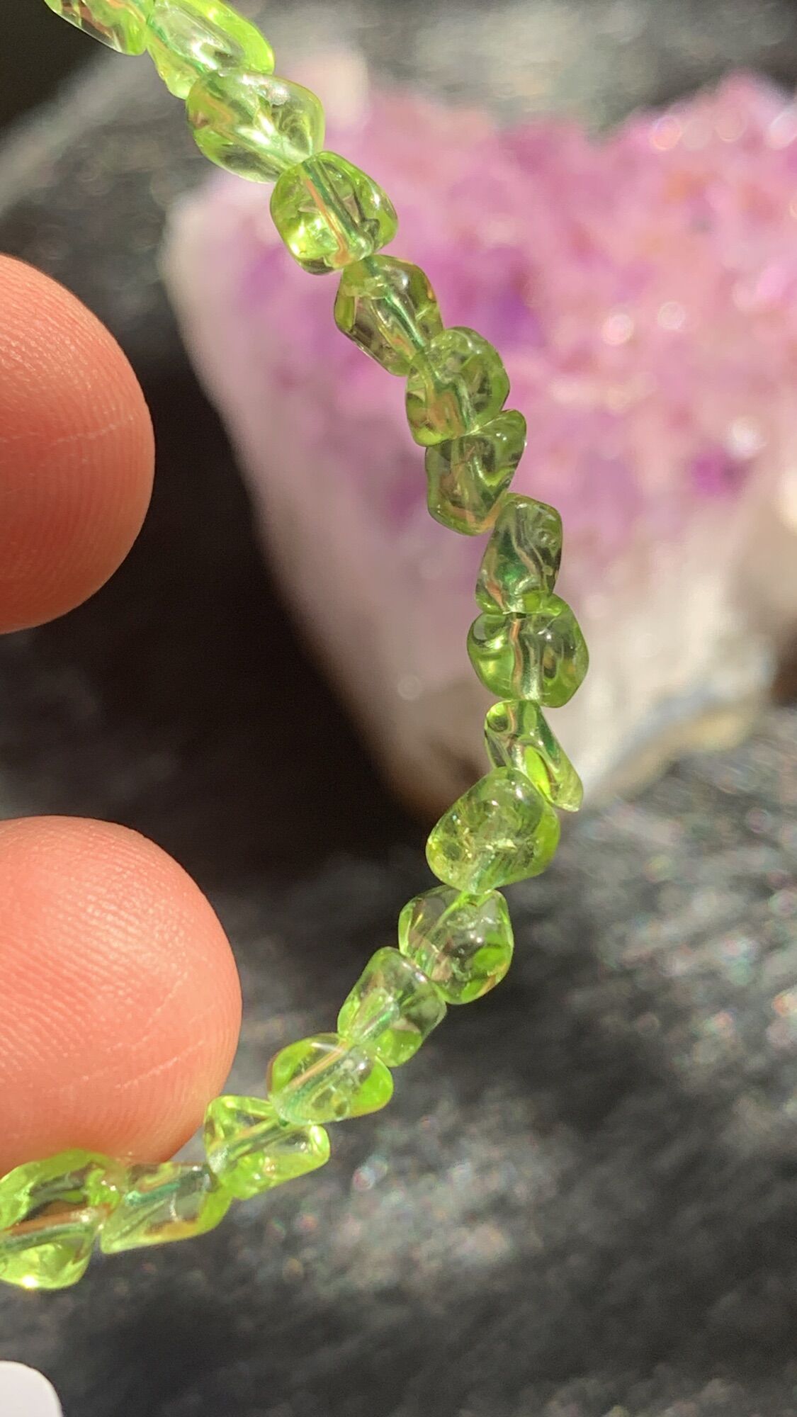 Vòng tay đá Peridot thiên nhiên trong suốt màu xanh lá siêu đẹp