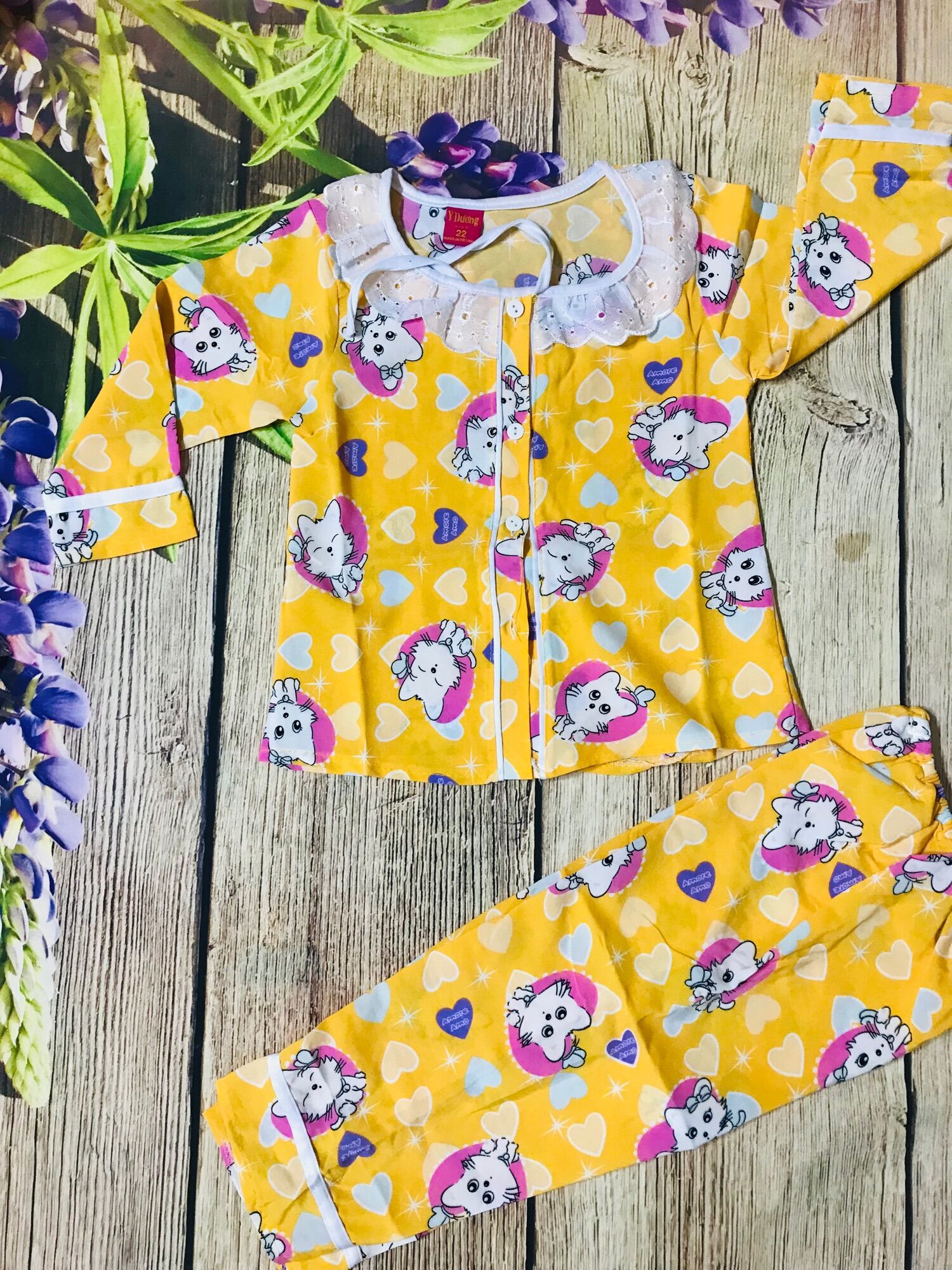 (HCM) COMBO 3 BỘ PIJAMA LỤA TAY DÀI CHO BÉ GÁI 6-20KG