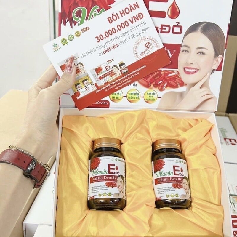 Sét Vitamin E Đỏ Natura Beauty Lady LYCOPEN SKIN EVENING PRIME OIL Hộp 60v