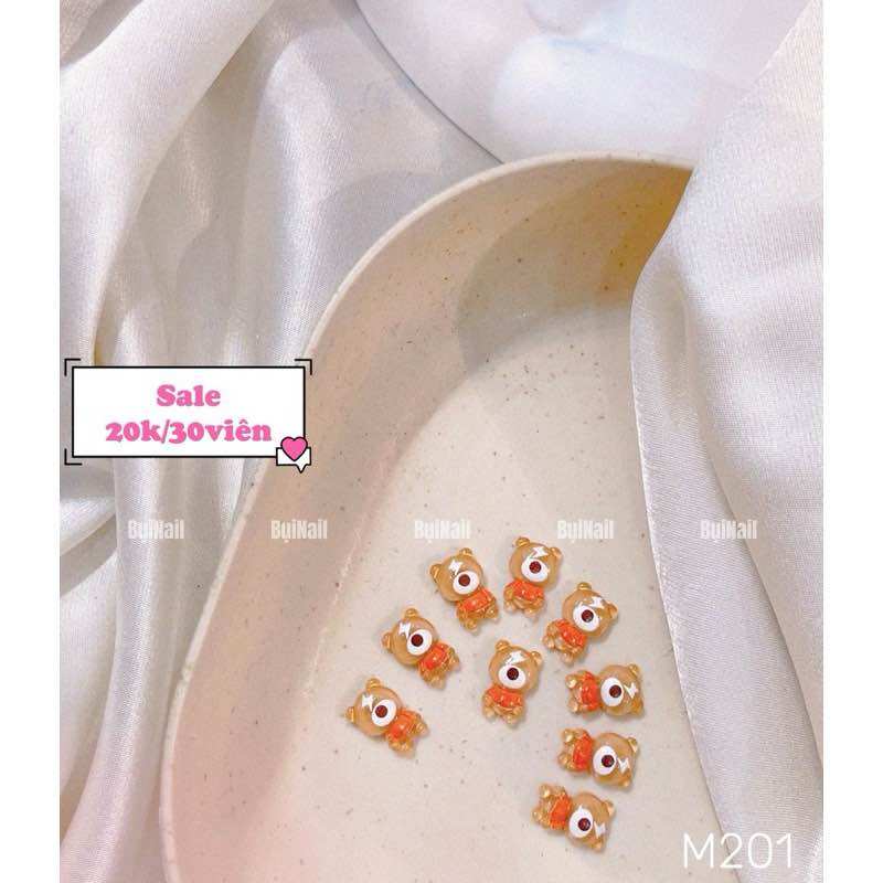 Sale charm g ấu nâu xinh m201 set 30 viên
