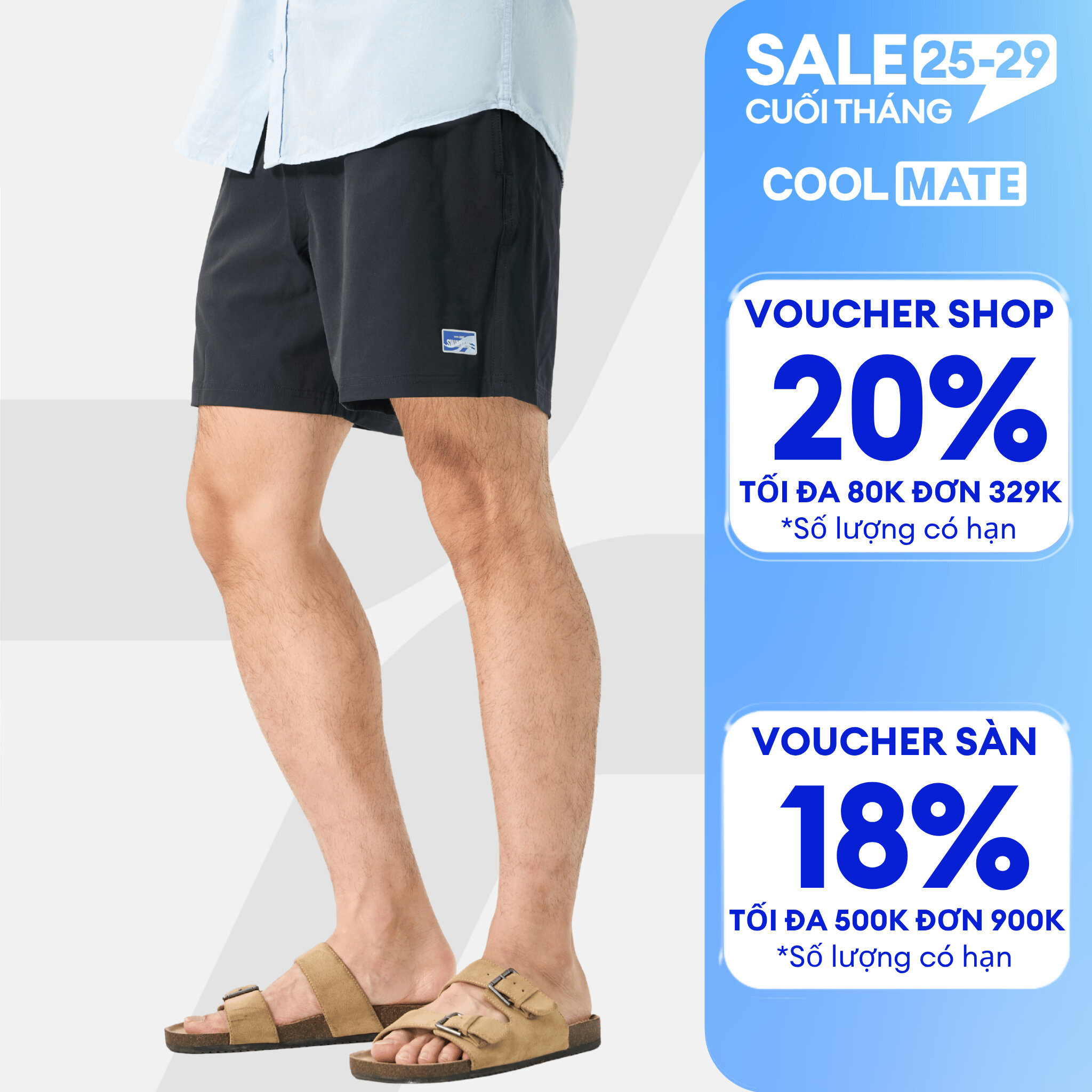 Quần nam Travel shorts 7inch mềm mại, thoáng khí, nhanh khô Coolmate