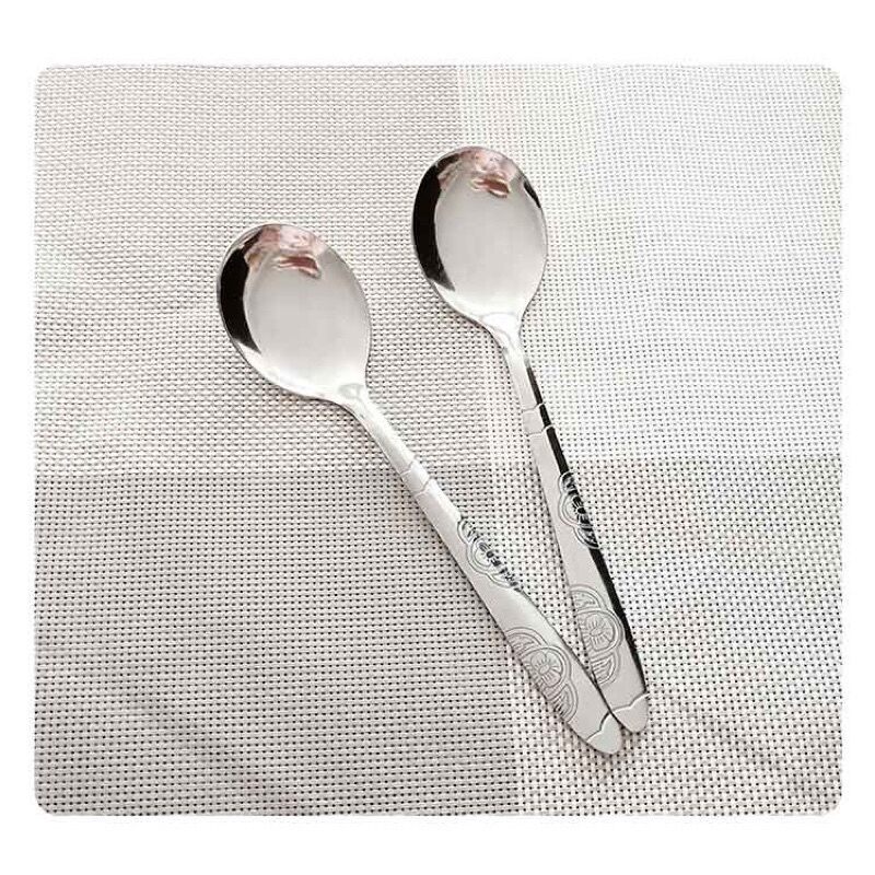 1 Thìa inox cán hoa - Thìa ăn cơm dạng tròn
