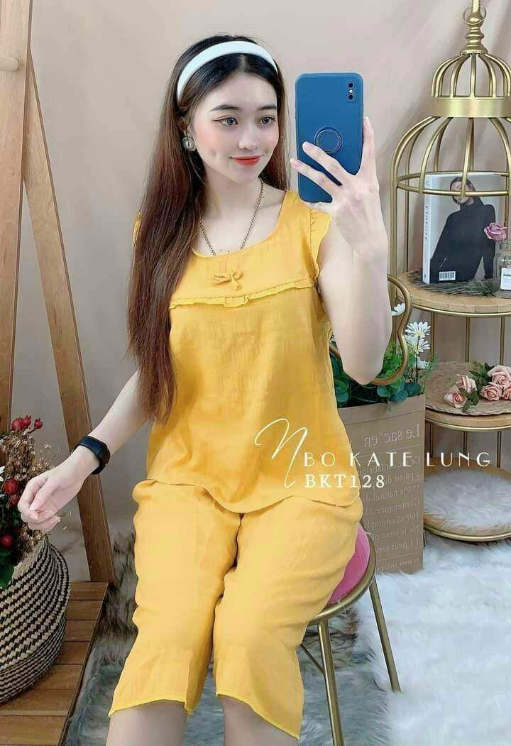 Bộ Lửng Mặc Nhà Vải Đũi Xốp.