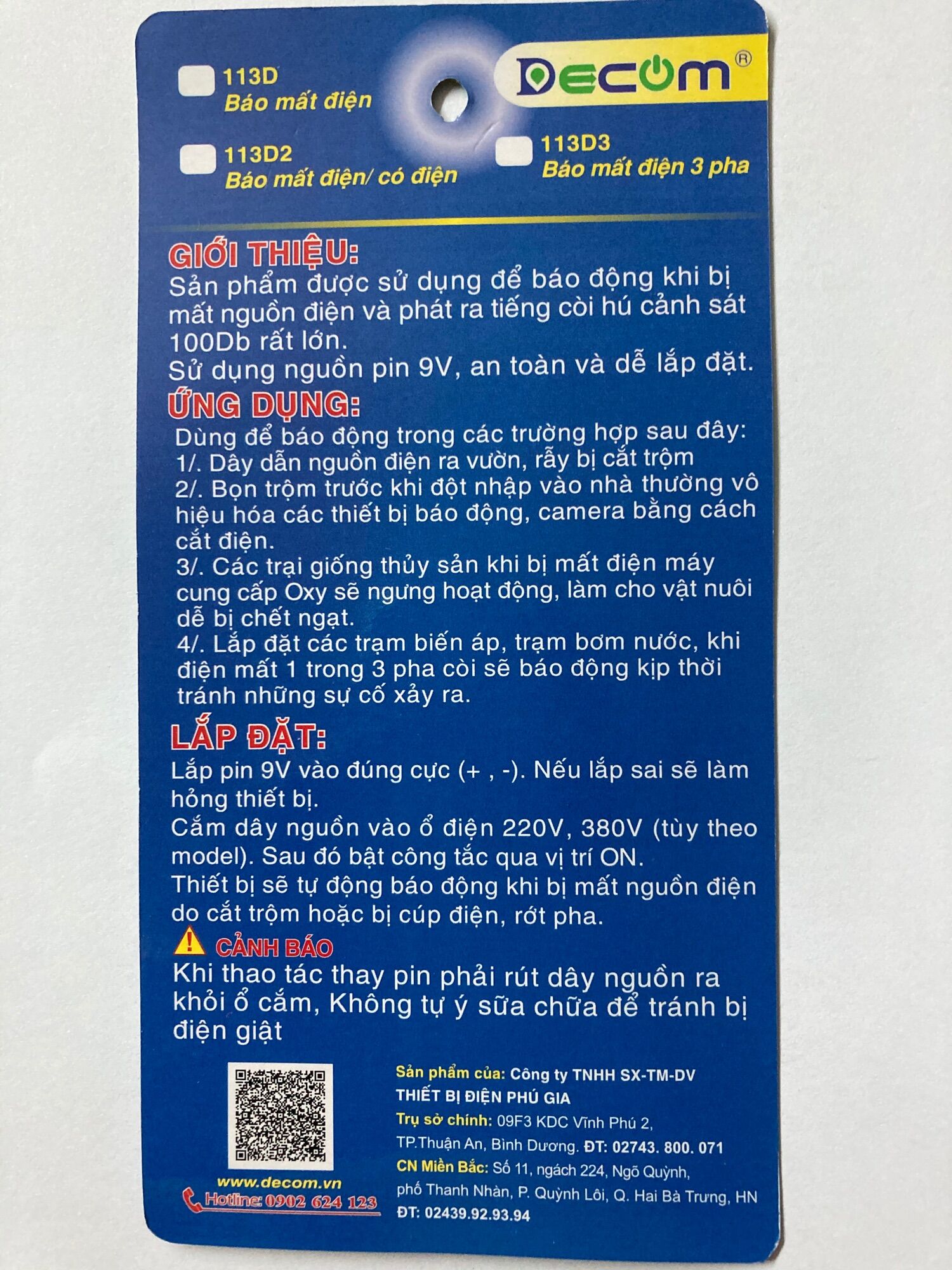Báo động mất điện 3 pha