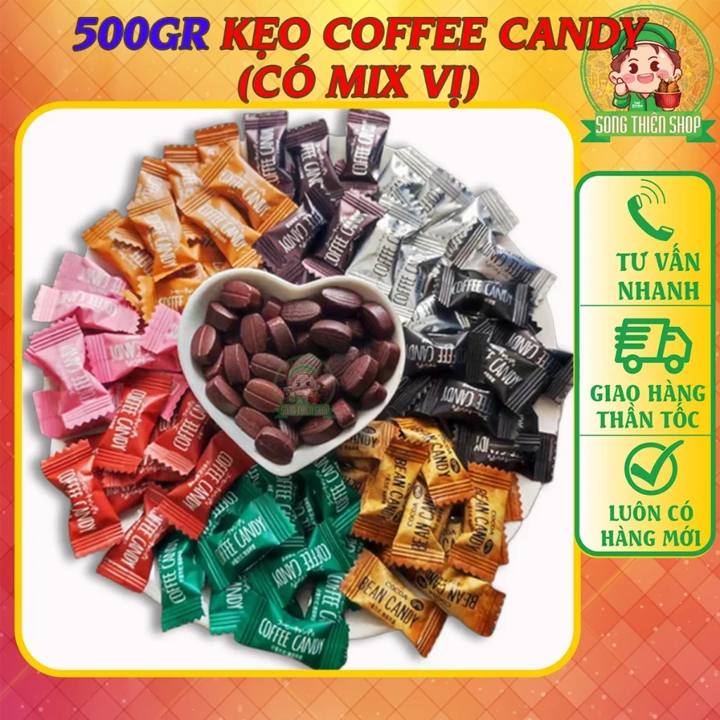 Kẹo cà phê không đường 
Túi 500g