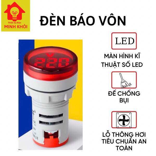 Đèn báo volt phi 22 loại tốt, đèn báo vôn kế, đèn báo pha hiển thị điện áp kỹ thuật số