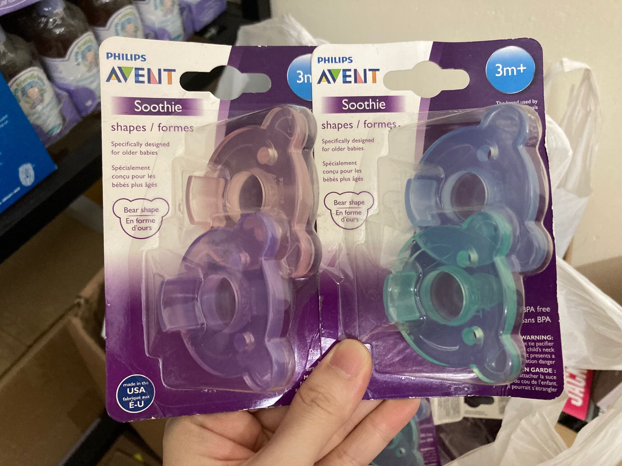 Set 2 núm ti chống vẩu Avent gấu 3m+