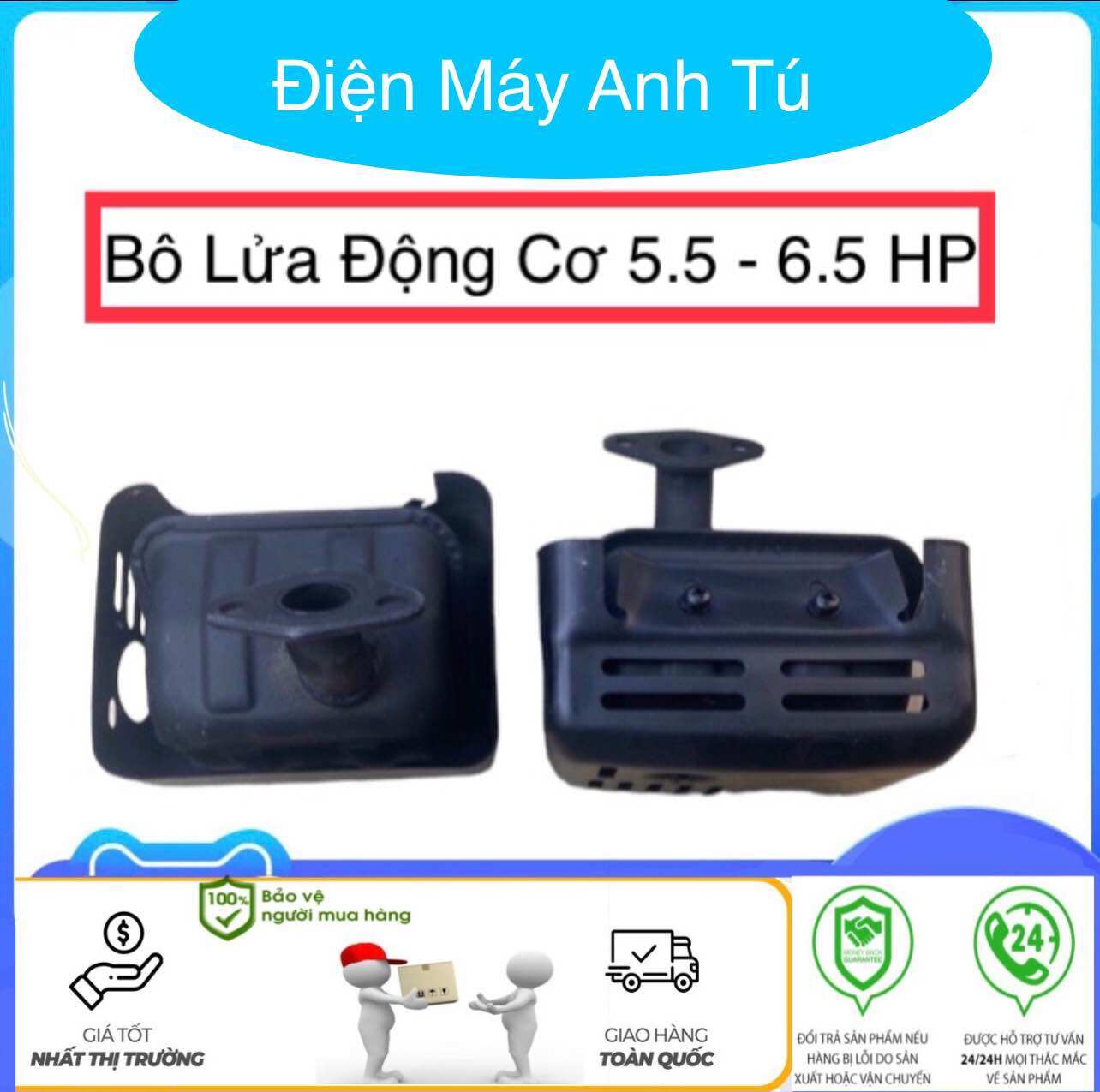 Bô lửa cho động cơ honda gx160 - 5.5 hp, gx200 - 6.5 hp bô ấm