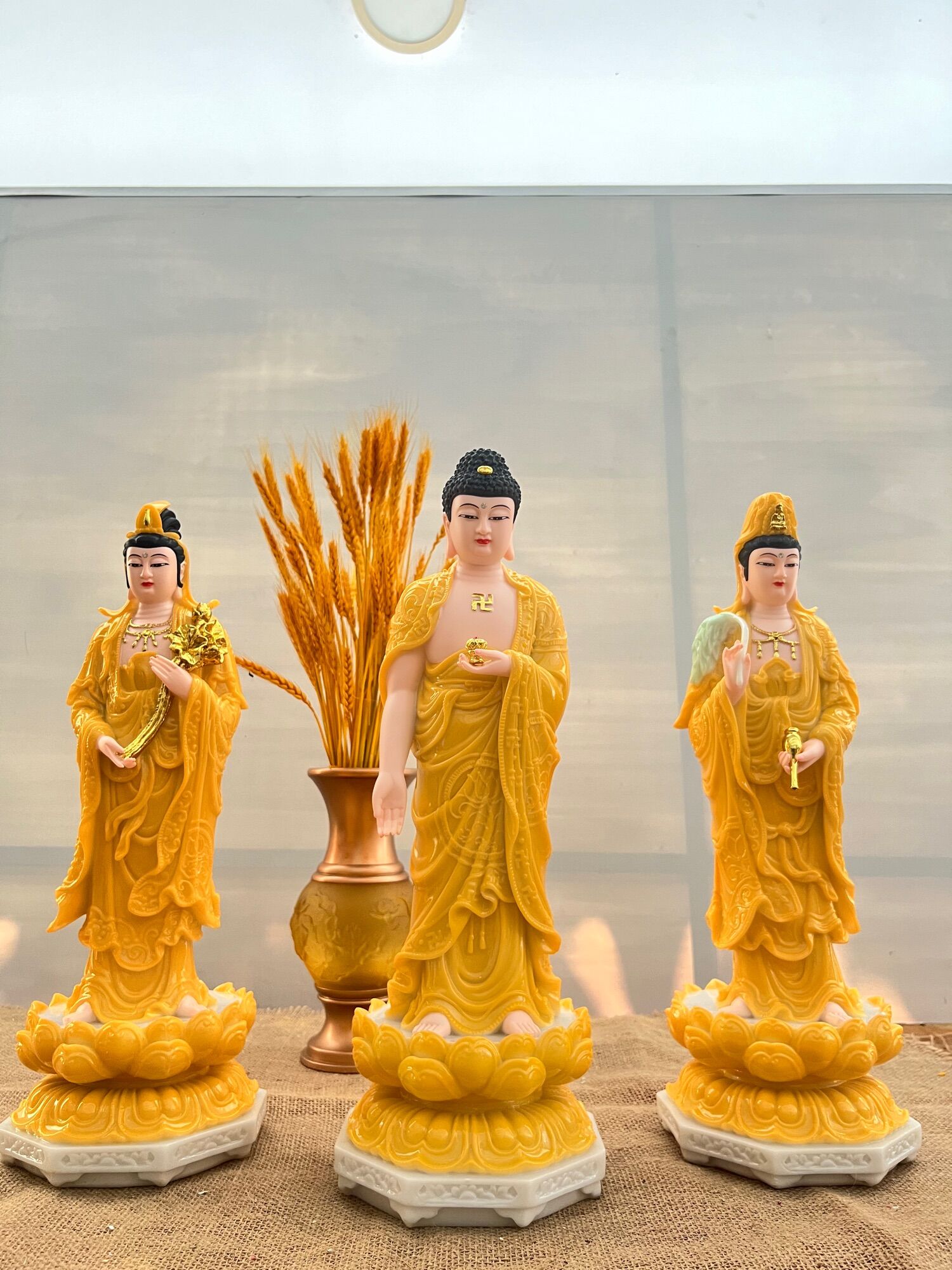 [HCM]Bộ tượng Phật Tây Phương Tam Thánh 45- Chất liệu Đá( ko hào quang) | Tượng Phật Hoa Tiên