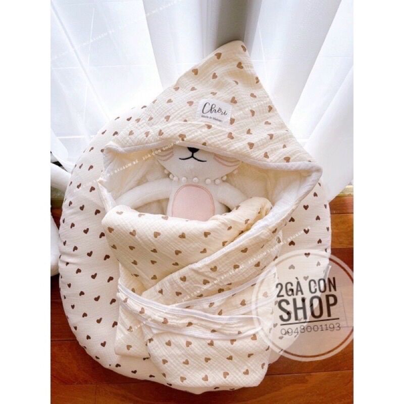 Chăn ủ trần bông muslin hạt cho bé trai gái