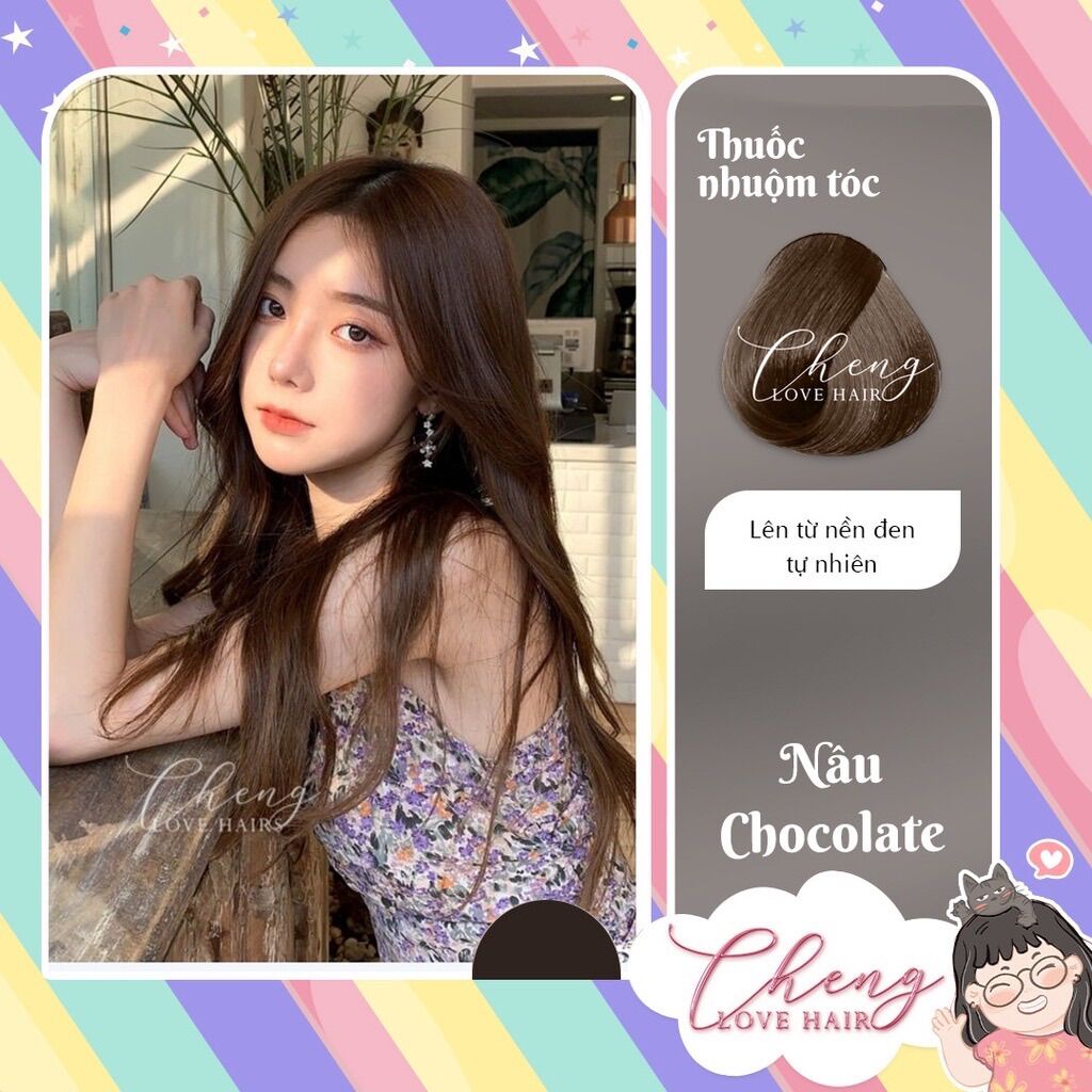 Thuốc nhuộm tóc màu nâu socola - nâu chocolate không tẩy