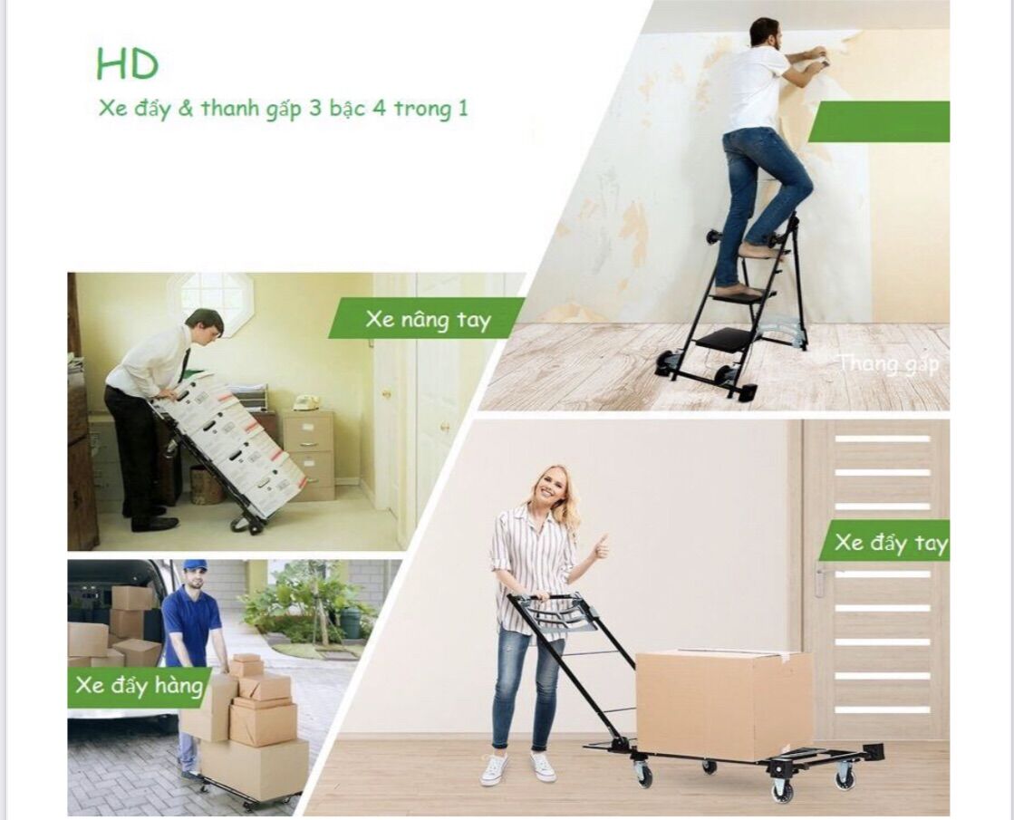 Xe đẩy đa năng, xe đẩy thang 3 bậc 4in1