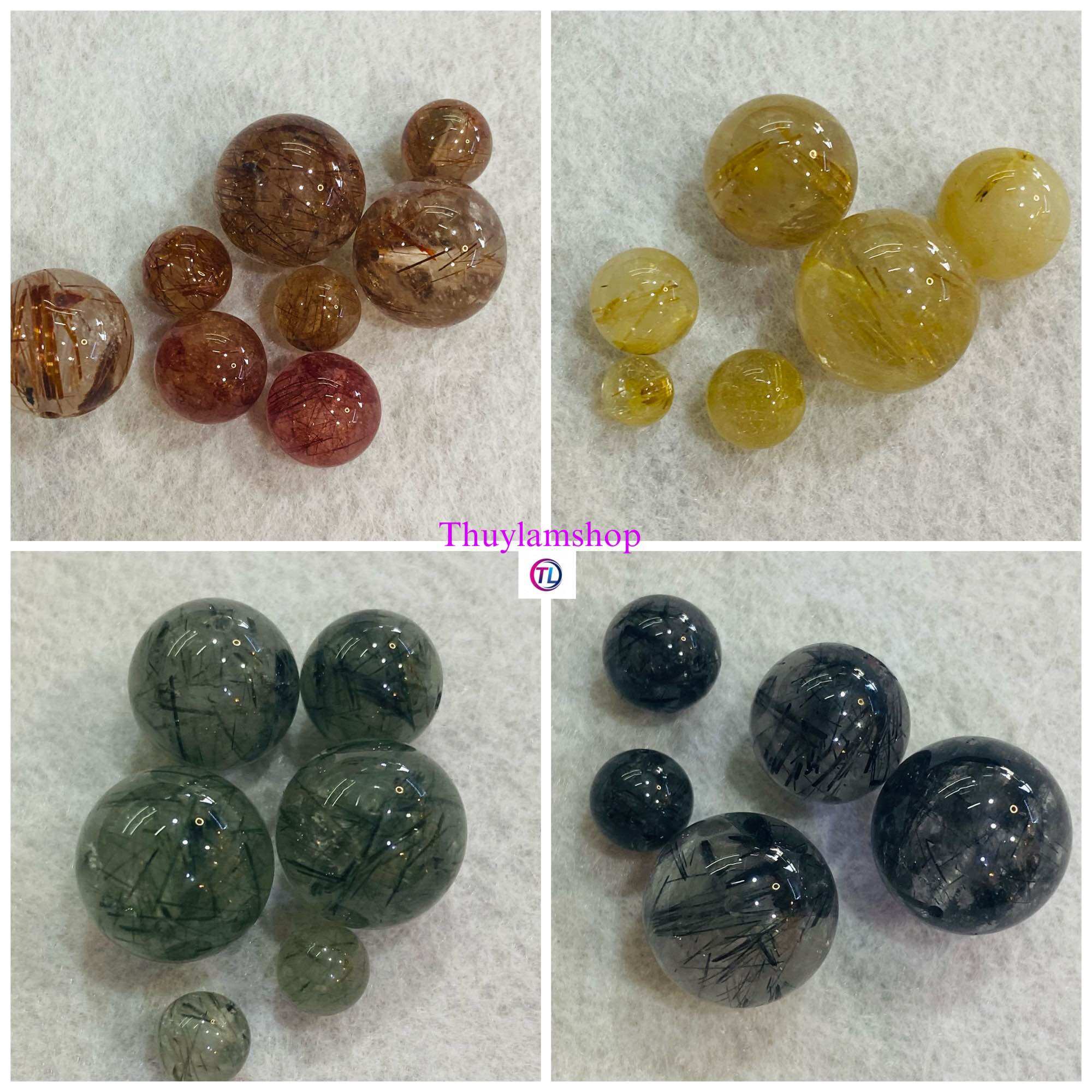  Bán lẻ viên đá thạch anh tóc thiên nhiên mic vòng tay tặng lèm bộ xỏ và dây xâu  