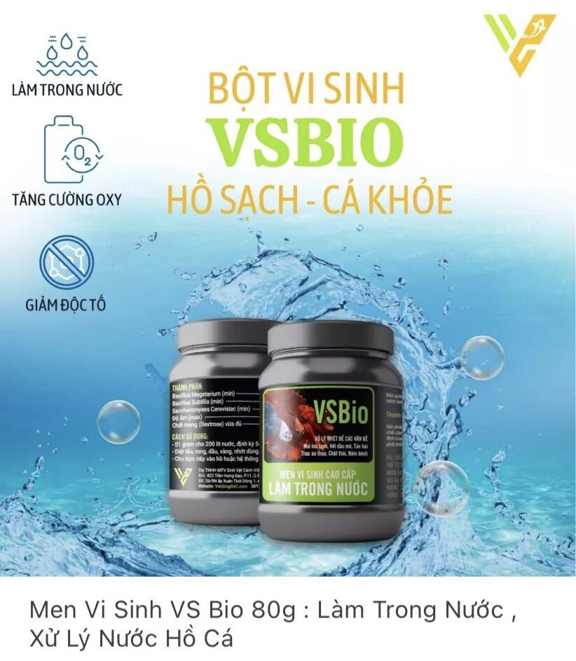 Men vi sinh VSBio 80 Gram - Vi Sinh dạng bột làm trong nước cho hồ cá