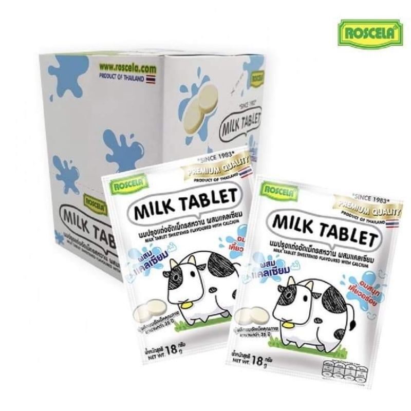 Kẹo bò sữa Milk & Malt Tablet Roscela Thái Lan
