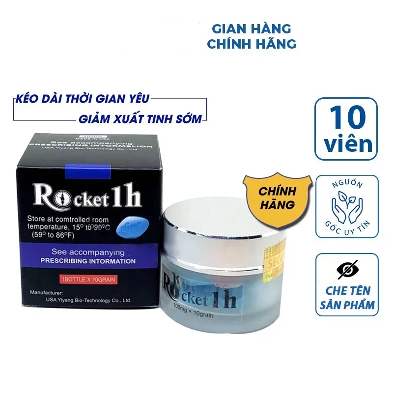 ( che tên sp khi giao) Rocket 1h  chuẩn mỹ tăng cường slý nam . hộp 10 viên