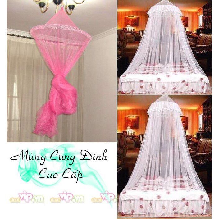 Mùng cung đình chóp: 65cm, cao: 2.6m, đáy: 1.8m