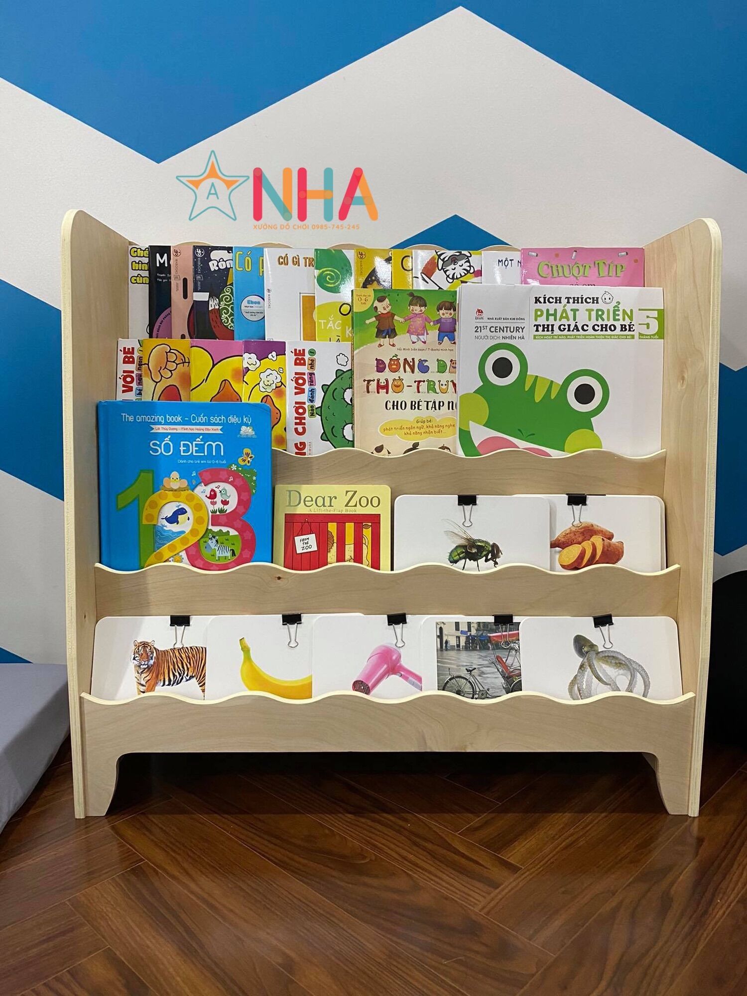 Kệ sách gỗ Montessori cho bé, kệ sách montessori trẻ em