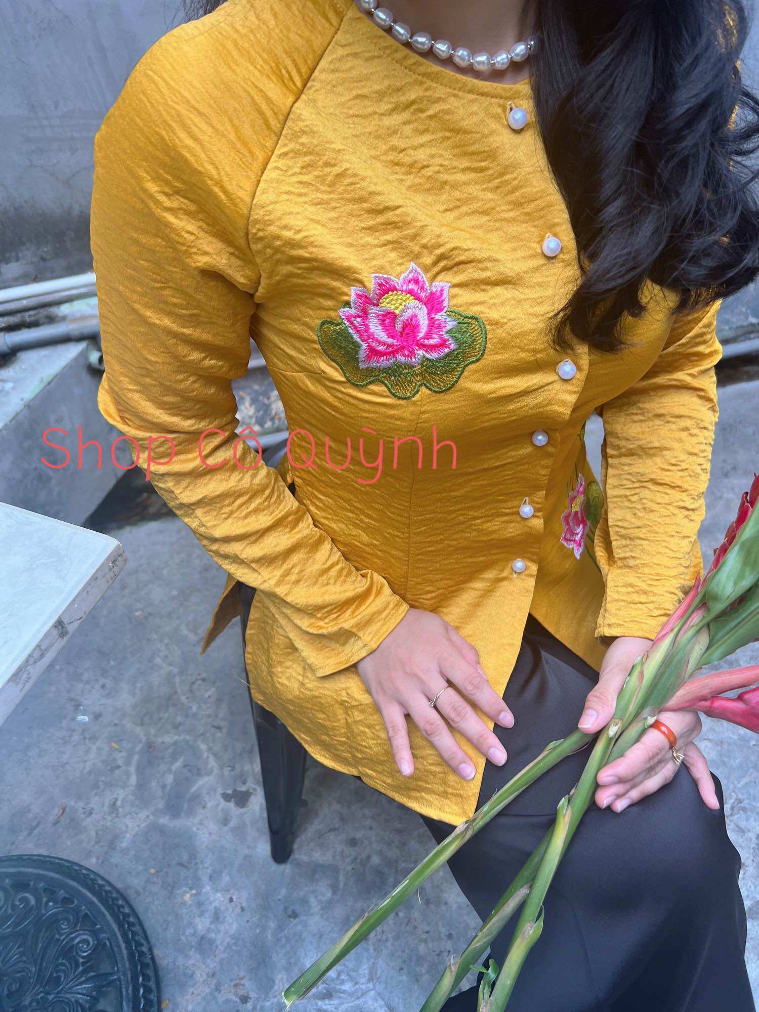 ÁO BÀ BA THÊU SEN ( ÁO LẺ KHÔNG KÈM QUẦN)