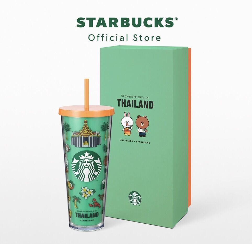 Ly nhựa Starbucks Line Friends Thái Lan 710ml kèm túi vải
