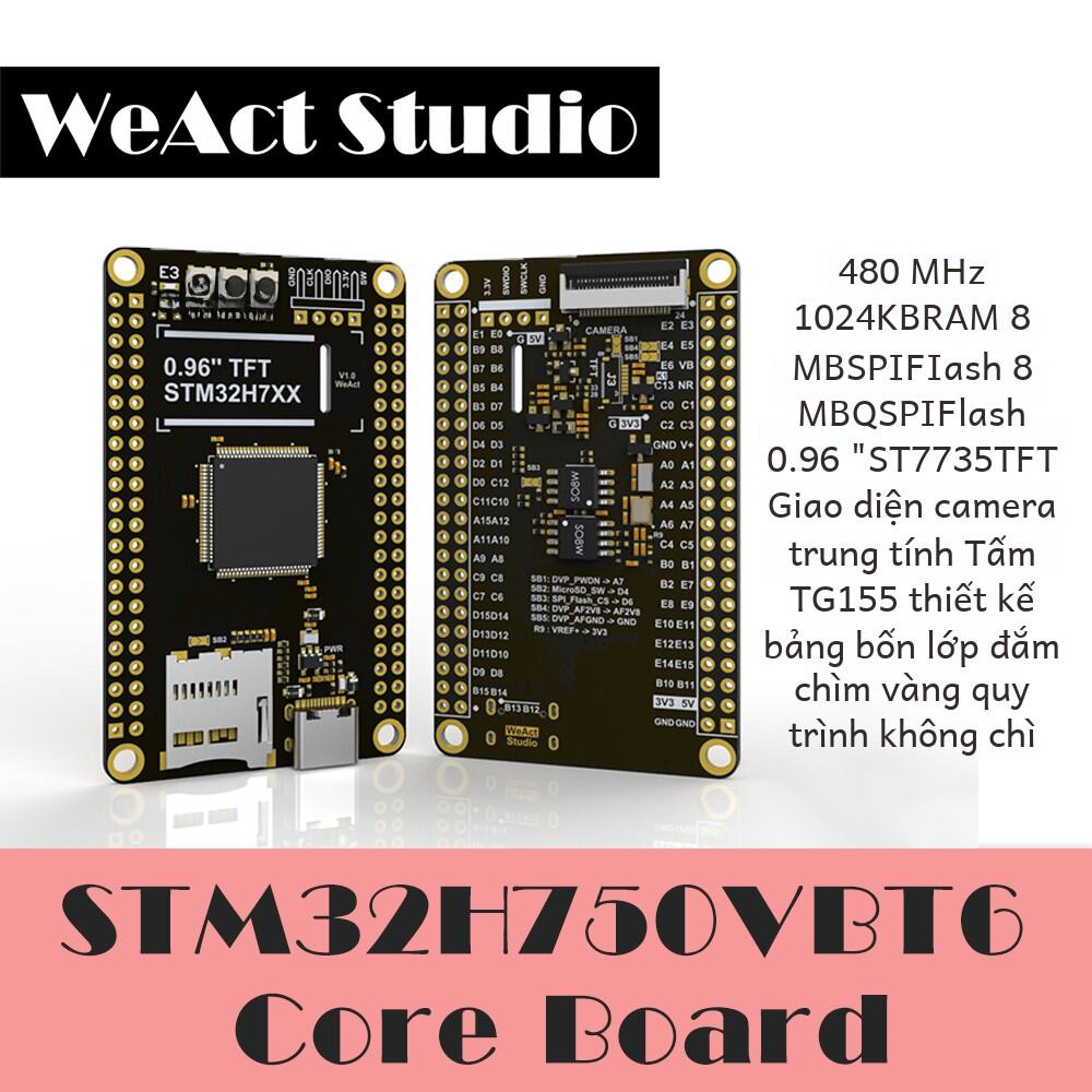 WeAct Studio STM32H7 Core Board STM32H750VBT6 Ban Phát Triển Bảng Hệ Thống Nhỏ Màu Đen Quá Trình Mạ 