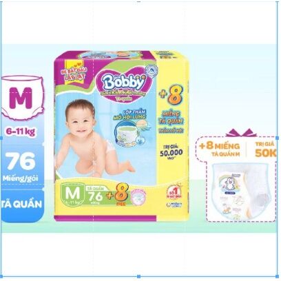 # xả kho# tã quần bobby m76+6/ l68+8 / dán xl62