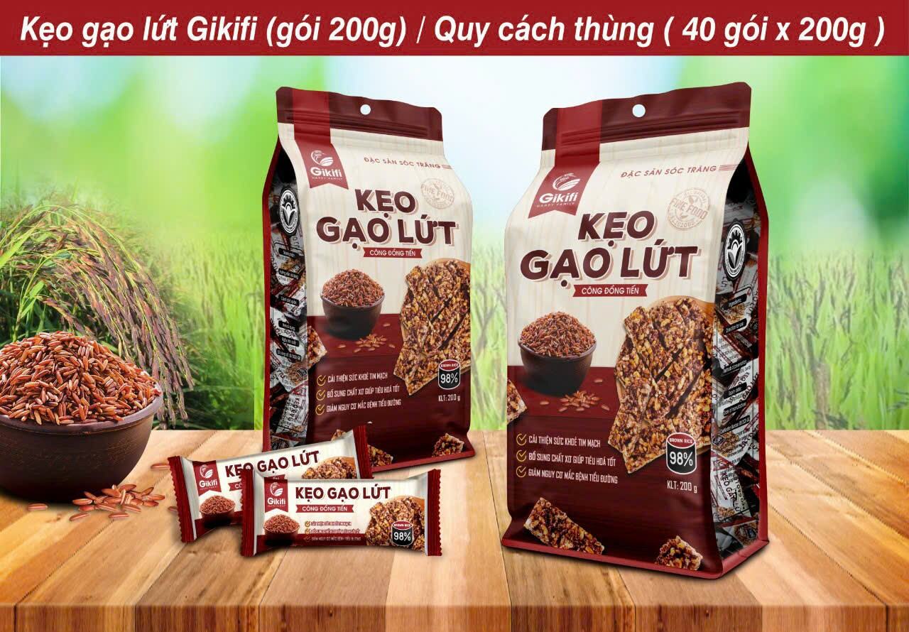 Kẹo Gạo Lứt GiKiFi 200g bánh kẹo dùng ăn chay hoặc ăn kiêng