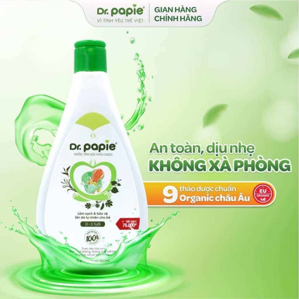 Nước tắm gội thảo dược Dr. Papie (Chai 500ml)