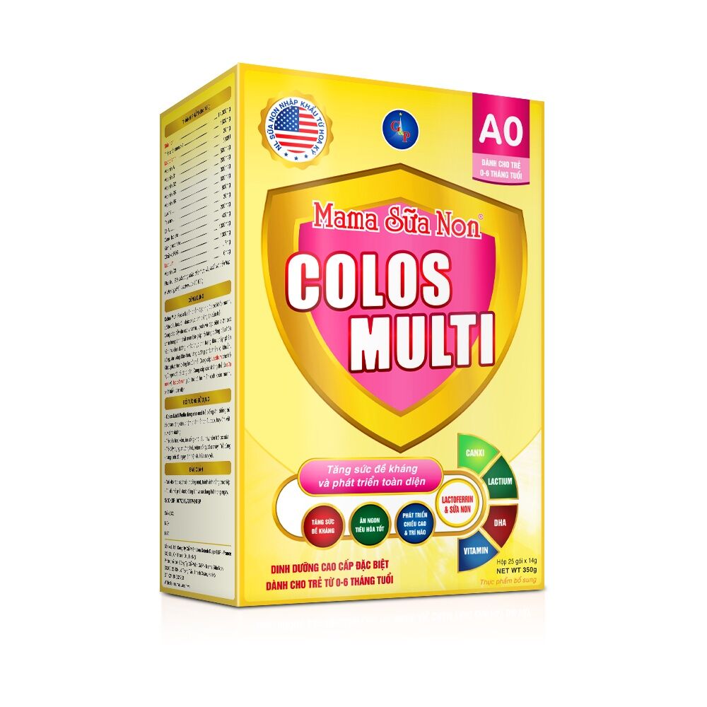 Sữa non Colos Multi A0 350g 25 gói x14g hỗ trợ tăng cường sức đề kháng cho trẻ