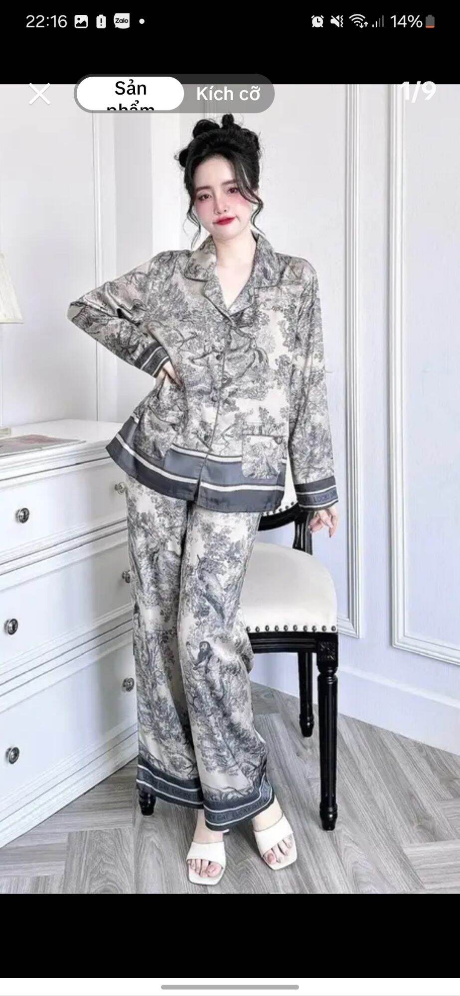 Đồ bộ pijama lụa xước nữ  [NÚT ĐÁ]  thương hiệu size từ 40 đên 62kg