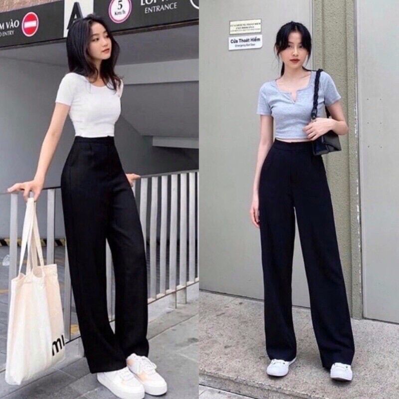 Quần ống rộng ống suông nữ (ảnh thật cận chất)