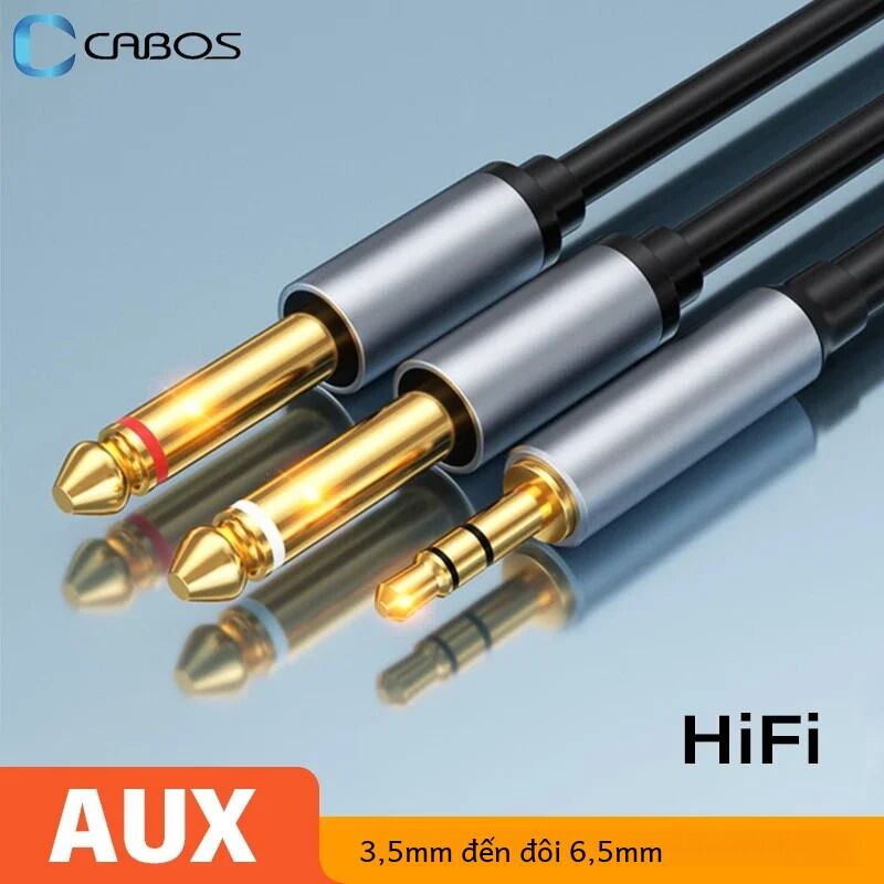 Bộ chuyển đổi cáp âm thanh Aux 3,5mm sang đôi 6,5mm TRS cho bộ trộn Bộ khuếch đại Loa Jack âm thanh nổi sang đầu nối 6,35mm Lý tưởng cho máy tính iPod Micro Máy chiếu Tivi