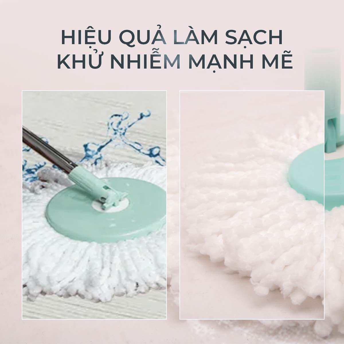 [FLASH SALE 07.05] Bộ Lau Nhà MyJae Sợi Microfiber Xoay 360 Độ Thông Minh, Lau Sạch Nhanh Khô 134cm