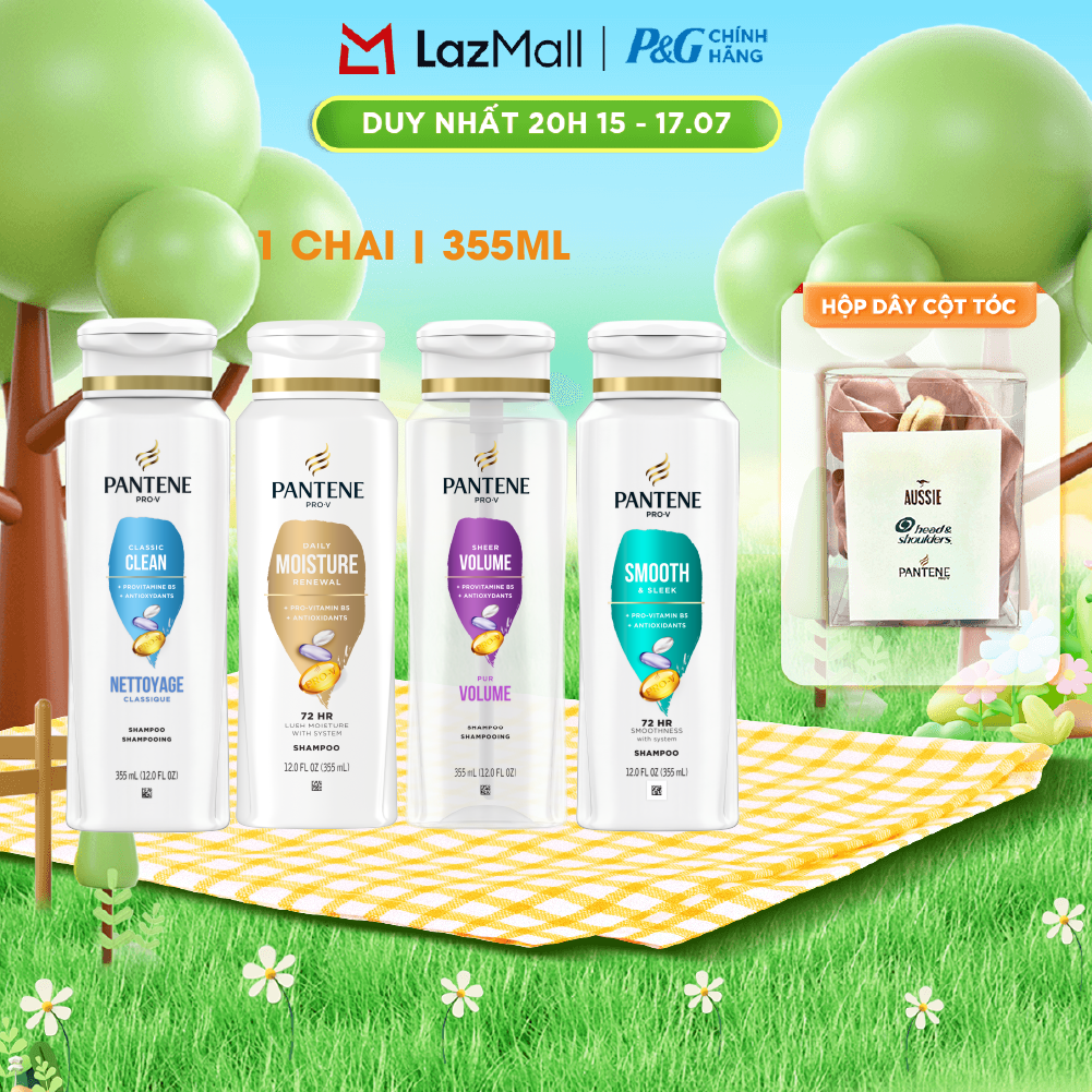 Dầu Gội PANTENE Nhập Khẩu Mỹ Hương Smooth  Sleek/ Moisture Renewal/ Smooth  Sleek/ Sheer Volume Chai 355ML