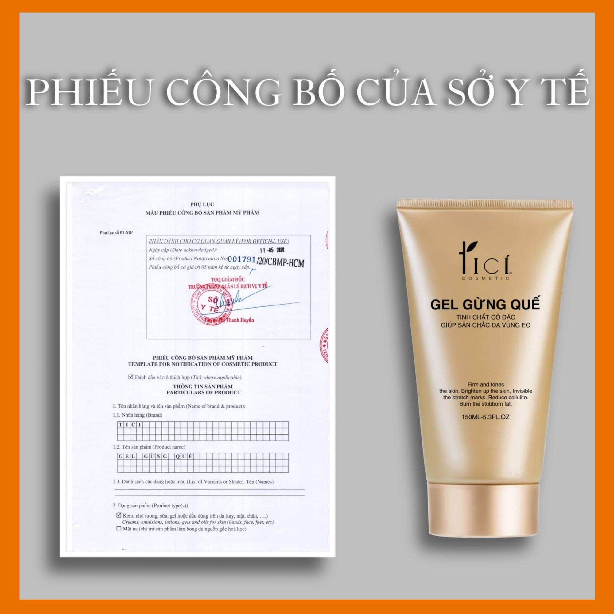 GEL TAN MỠ GỪNG QUẾ TICI ( GIẢM 5CM SAU 7 NGÀY )