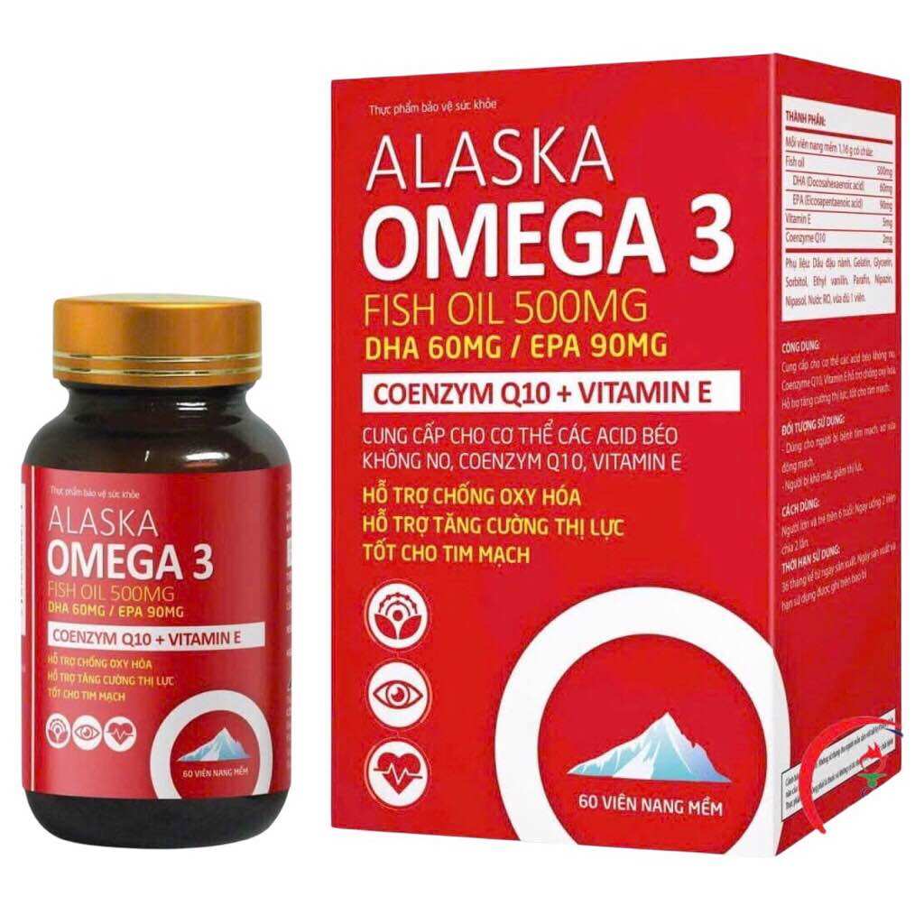Viên uống Alaska Omega 3 Đỏ (Chai 60 viên) Hỗ trợ chống oxy hóa, tăng cường thị lực, và tốt cho tim mạch.