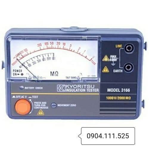 [HCM]Đồng hồ đo điện trở cách điện (Mêgôm mét) KYORITSU 3166 (1000V/2000MΩ)
