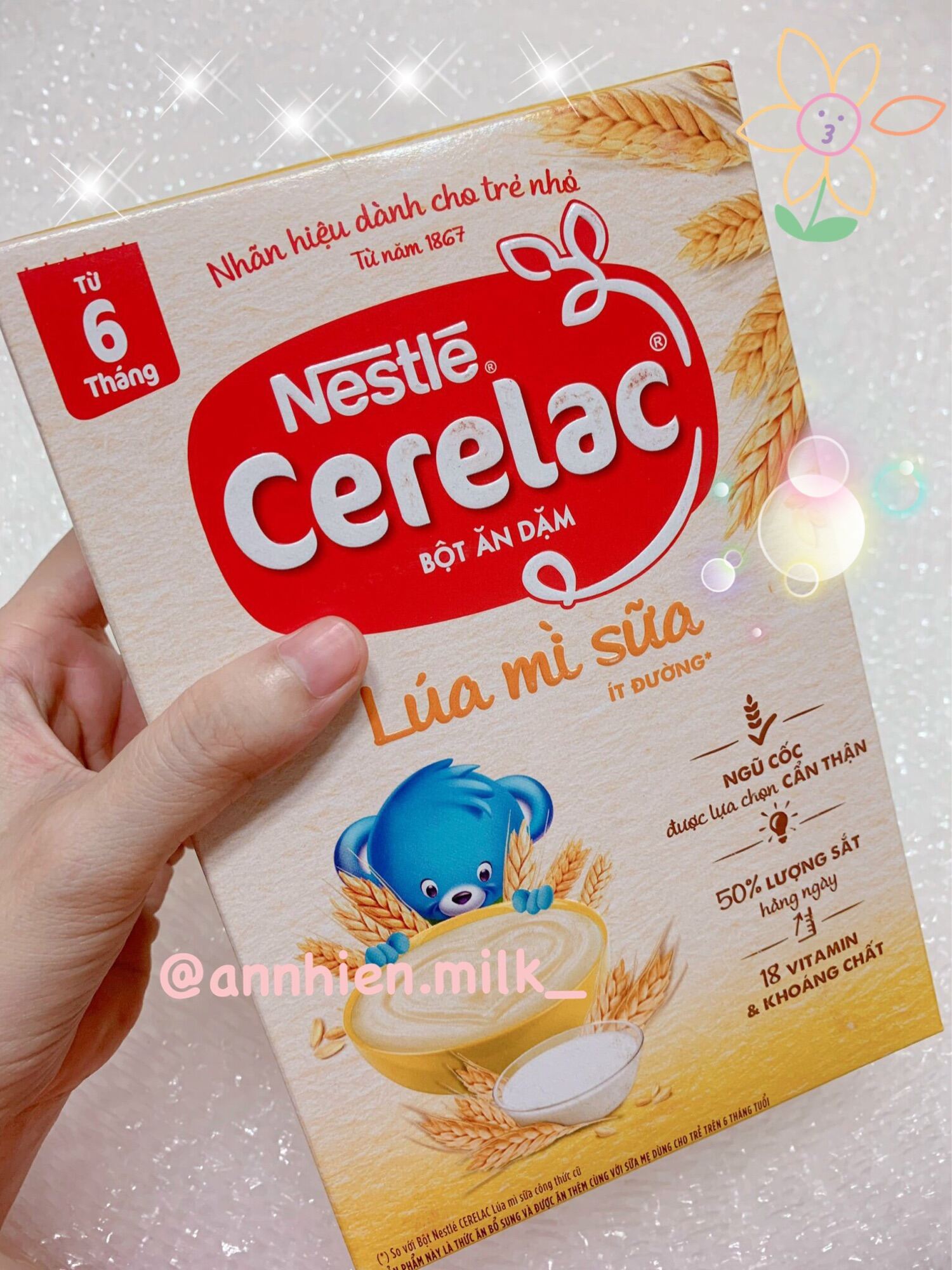 [Hình thật] Bột ăn dặm Nestle Cerelac lúa mì sữa - hộp 200g