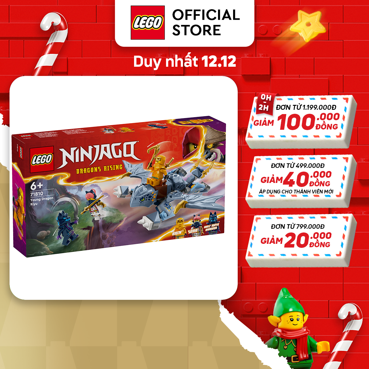 LEGO NINJAGO 71810 Đồ chơi lắp ráp Rồng con Riyu (132 chi tiết)