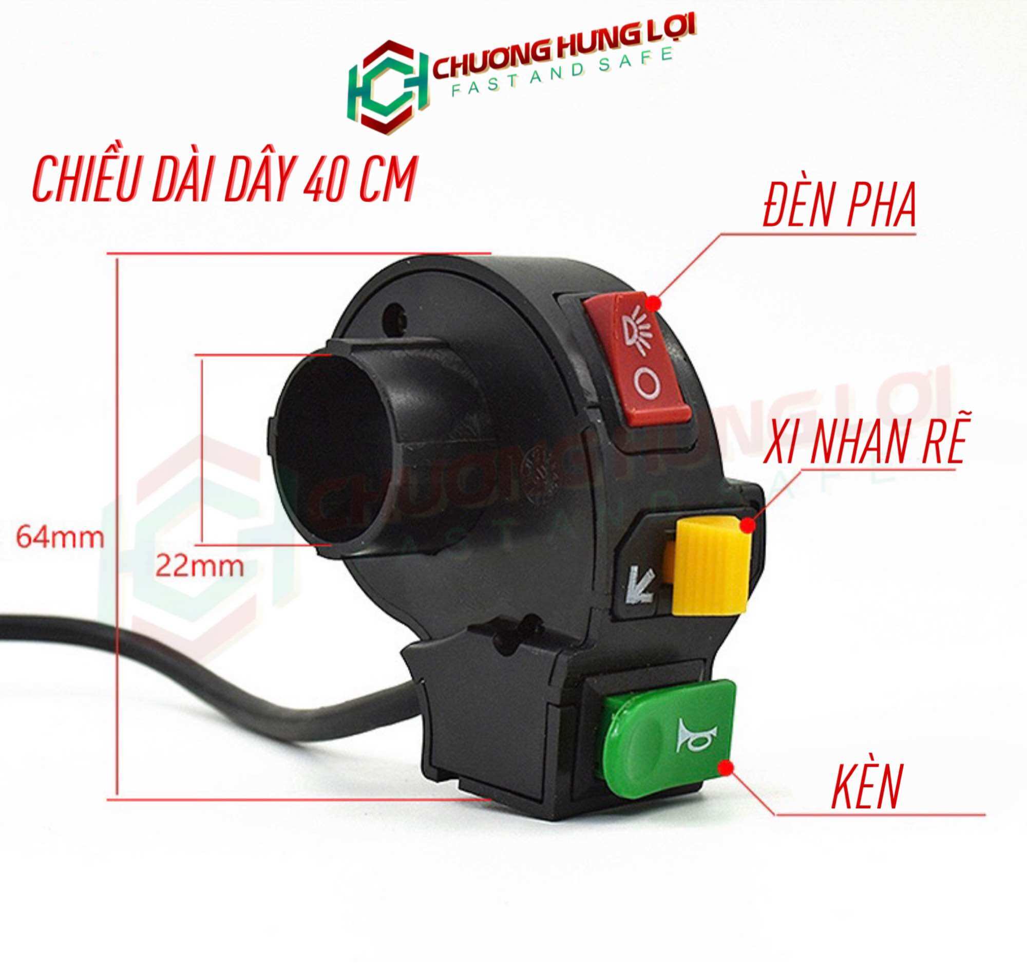 Bộ Cùm Công Tắc Kèn, Xi Nhan, Đèn Xe đạp điện