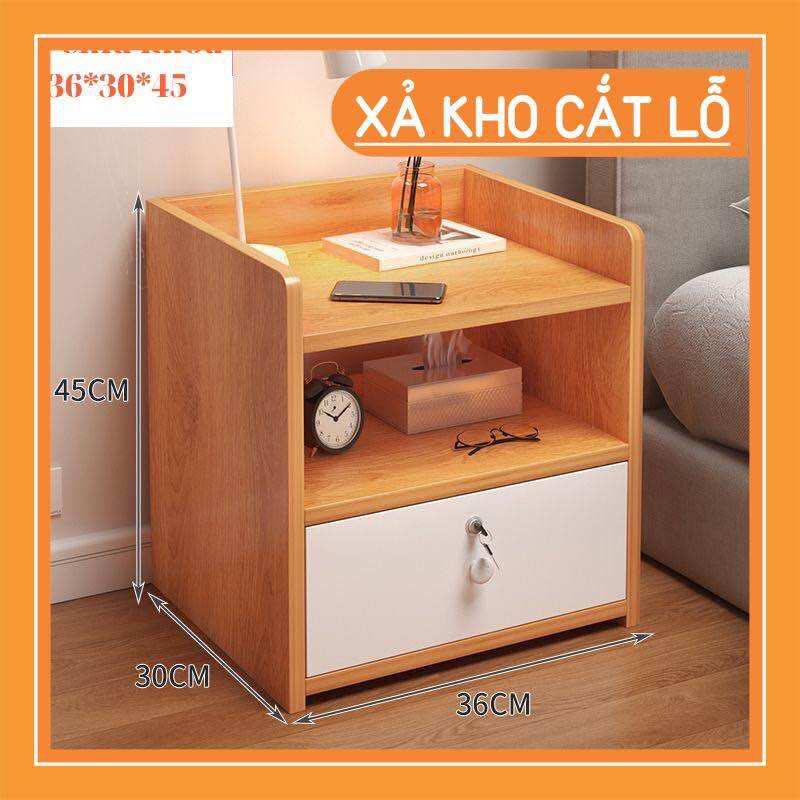 Tủ đầu giường gỗ 1 ngăn có ngăn kéo, tủ đầu giường có khóa đa năng