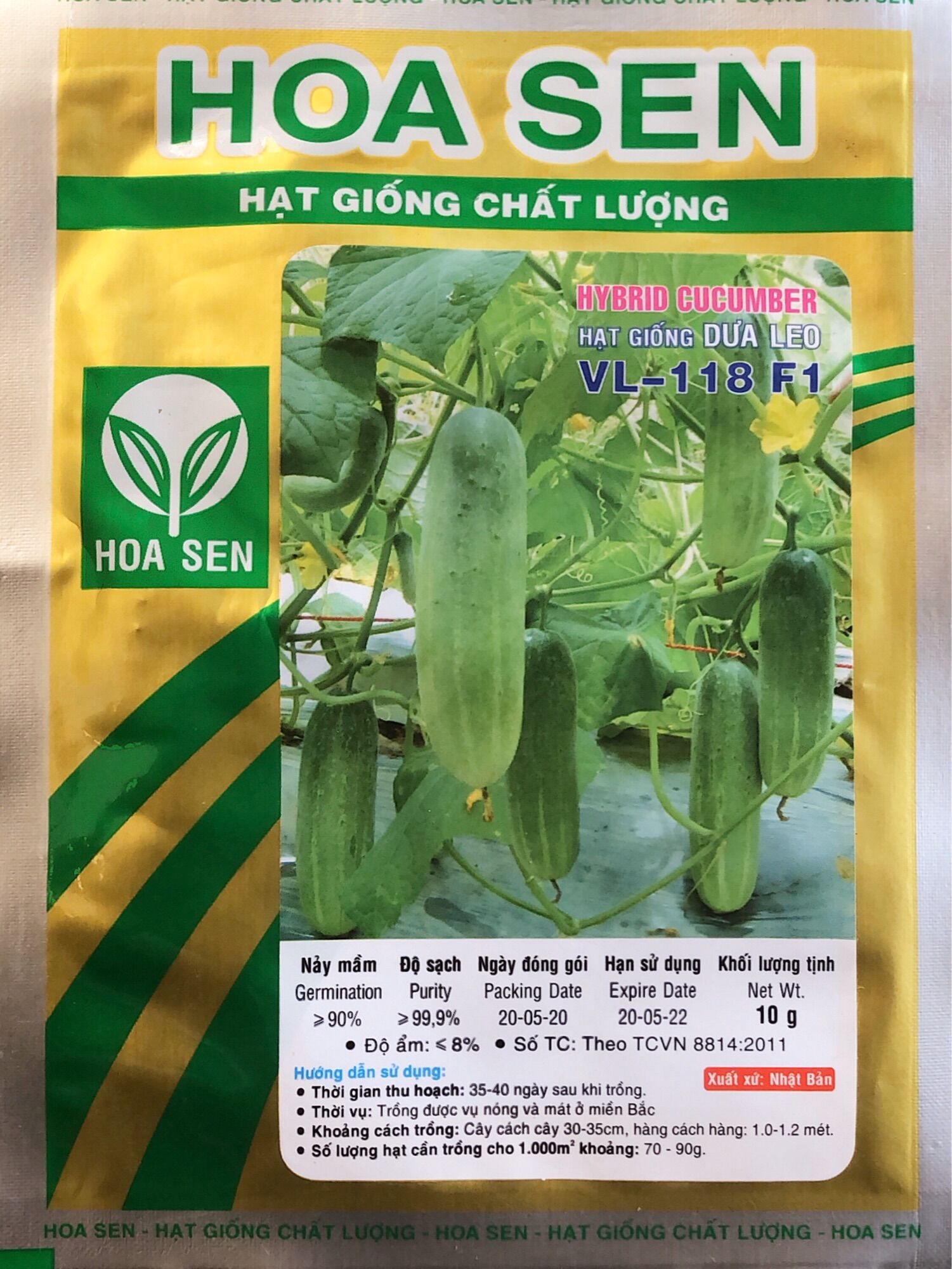 Hạt Giống Dưa Leo F1- VL 118/ Gói 10g Hoa Sen
