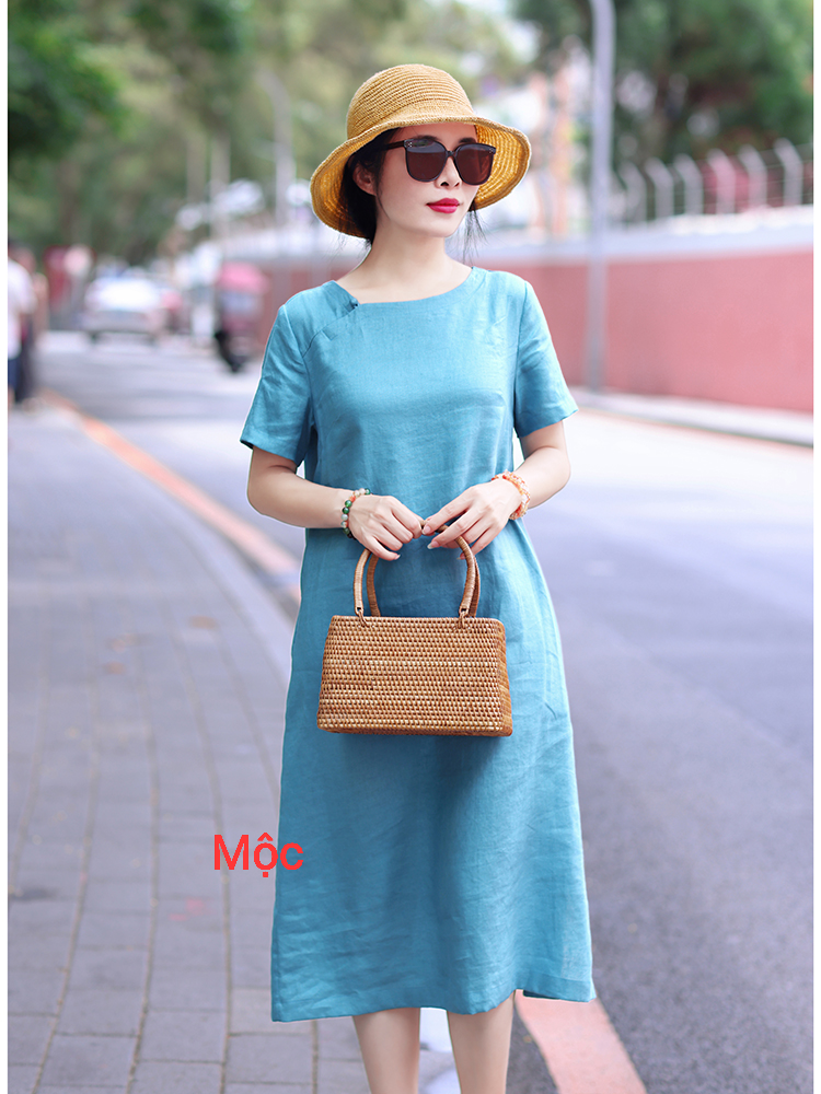 Đầm linen dáng suông đủ size từ S đến XL